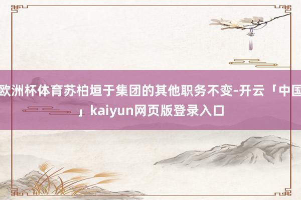 欧洲杯体育苏柏垣于集团的其他职务不变-开云「中国」kaiyun网页版登录入口