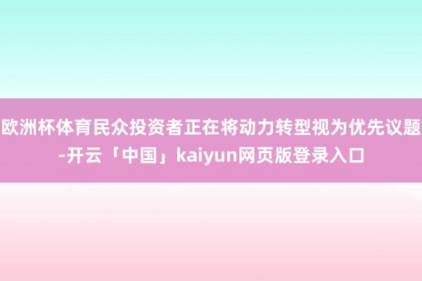 欧洲杯体育民众投资者正在将动力转型视为优先议题-开云「中国」kaiyun网页版登录入口