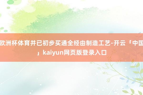 欧洲杯体育并已初步买通全经由制造工艺-开云「中国」kaiyun网页版登录入口