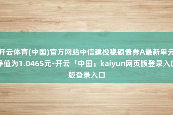 开云体育(中国)官方网站中信建投稳硕债券A最新单元净值为1.0465元-开云「中国」kaiyun网页版登录入口