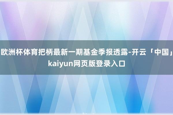 欧洲杯体育把柄最新一期基金季报透露-开云「中国」kaiyun网页版登录入口