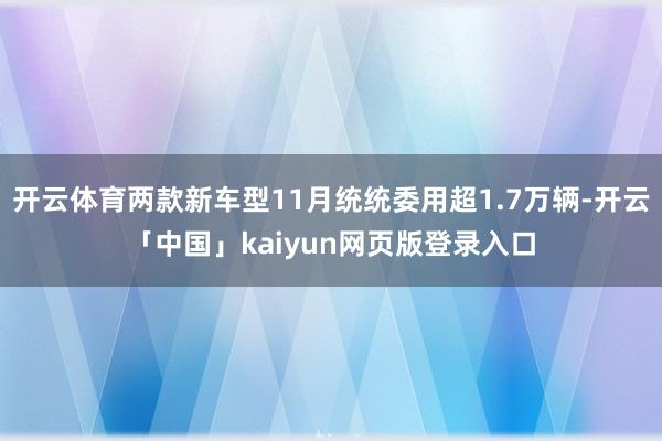 开云体育两款新车型11月统统委用超1.7万辆-开云「中国」kaiyun网页版登录入口