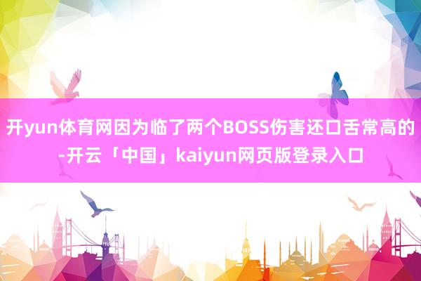 开yun体育网因为临了两个BOSS伤害还口舌常高的-开云「中国」kaiyun网页版登录入口