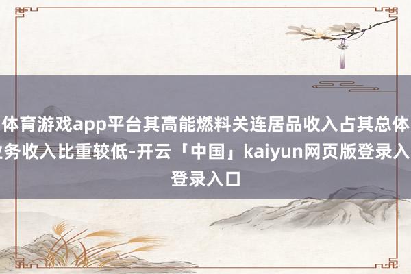 体育游戏app平台其高能燃料关连居品收入占其总体业务收入比重较低-开云「中国」kaiyun网页版登录入口