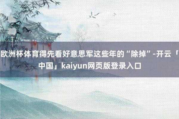 欧洲杯体育得先看好意思军这些年的“除掉”-开云「中国」kaiyun网页版登录入口